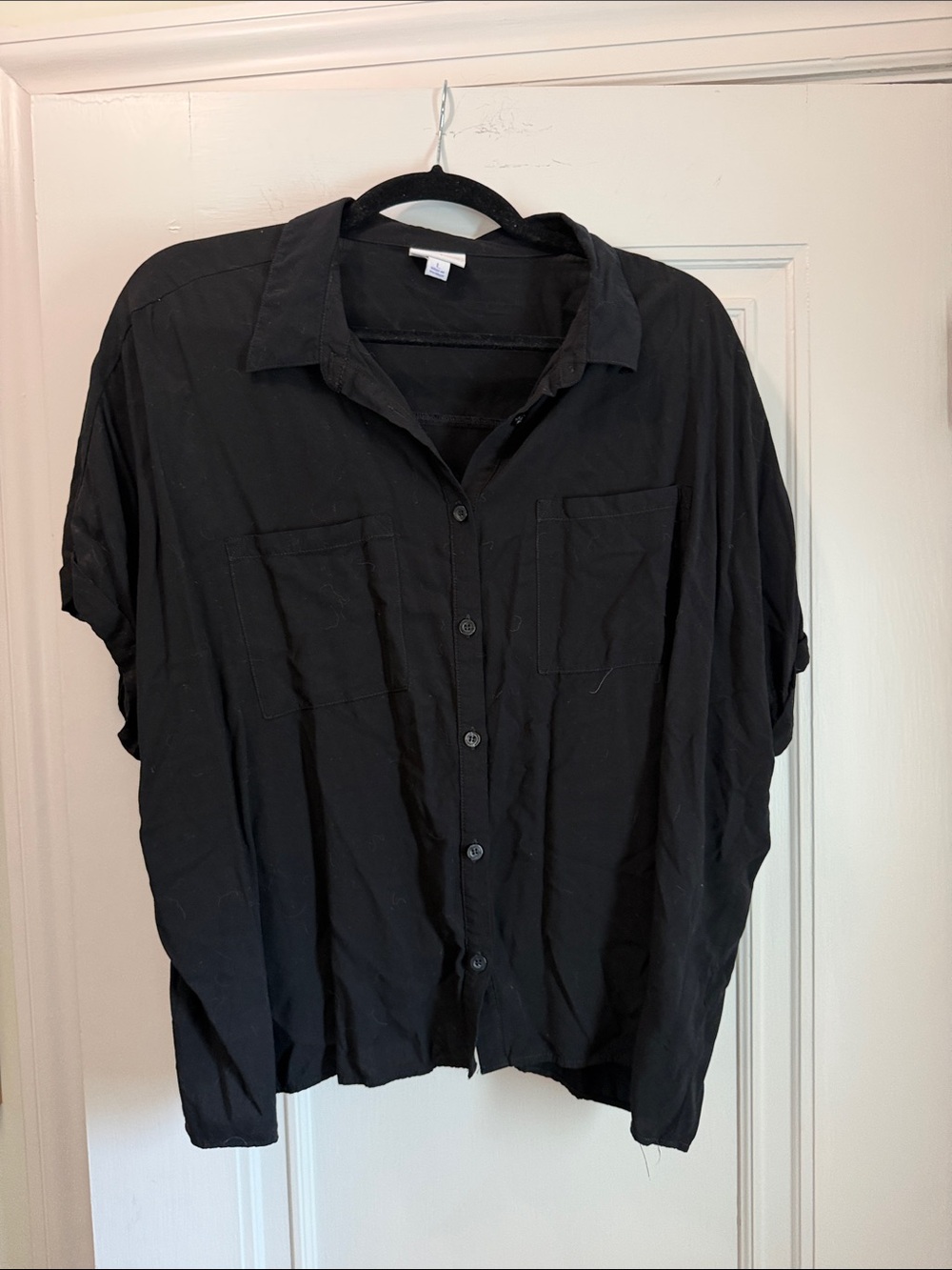LuLaRoe Black Short Sleeve Button-Down Pocket Shirt